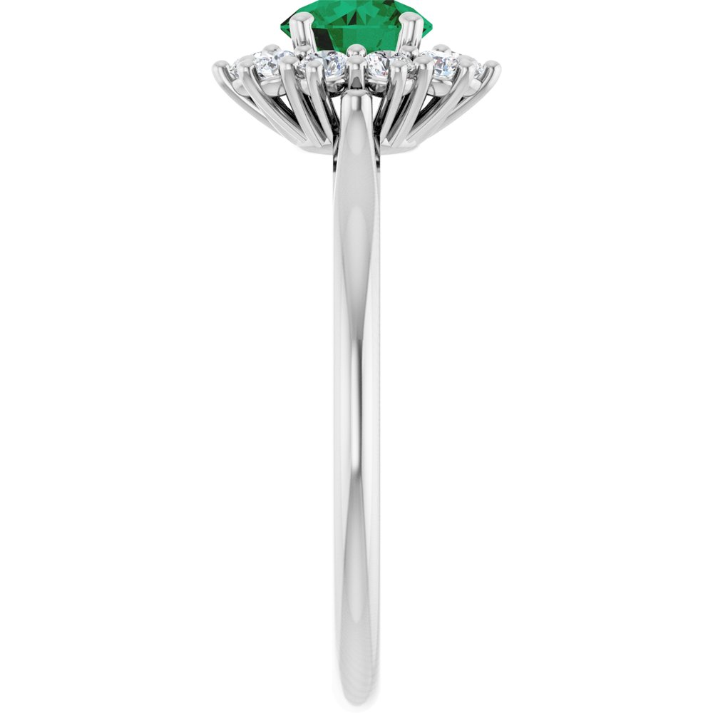 14K White Gold Lab-Grown Emerald & 1/4 CTW Lab-Grown Diamond Halo-Style Ring