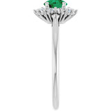 14K White Gold Lab-Grown Emerald & 1/4 CTW Lab-Grown Diamond Halo-Style Ring