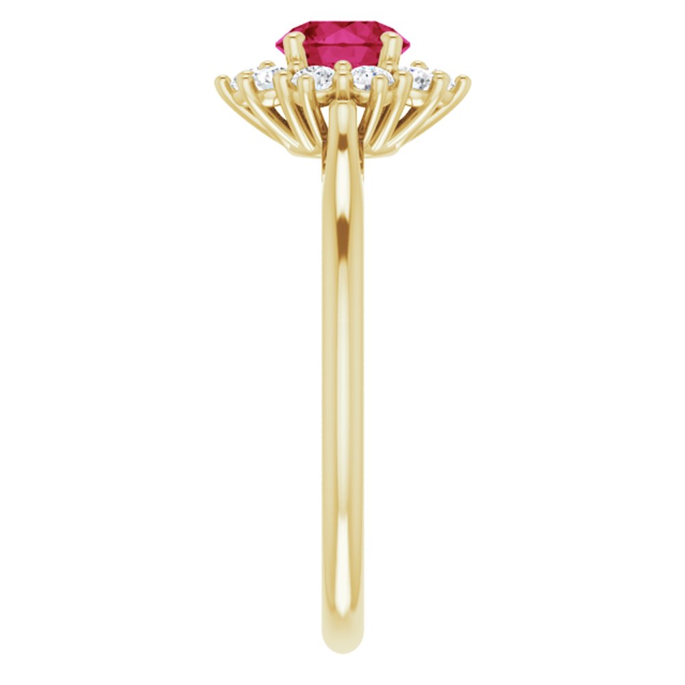 14K Yellow Gold Lab-Grown Ruby & 1/4 CTW Lab-Grown Diamond Halo-Style Ring