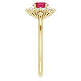 14K Yellow Gold Lab-Grown Ruby & 1/4 CTW Lab-Grown Diamond Halo-Style Ring