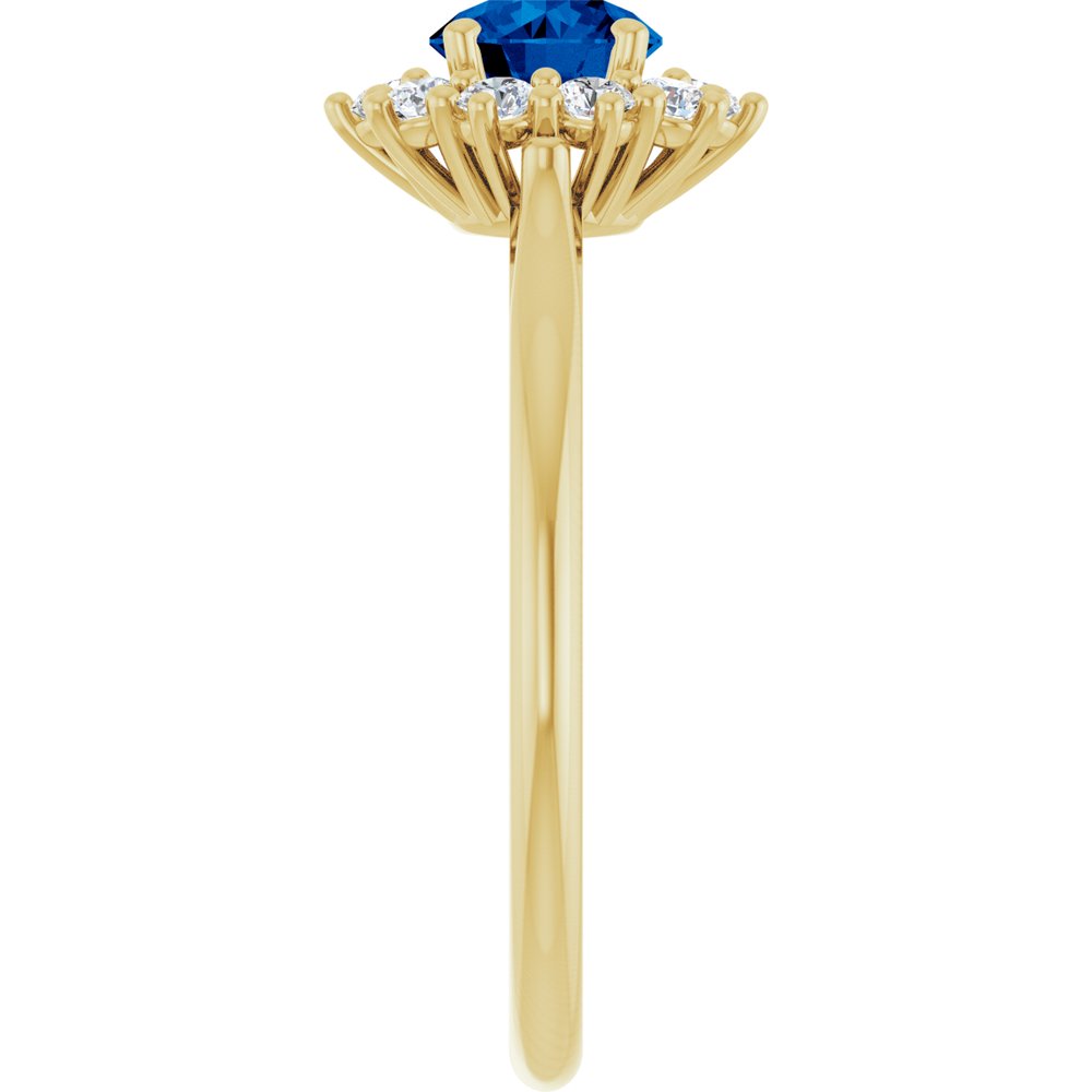 14K Yellow Gold Lab-Grown Blue Sapphire & 1/4 CTW Lab-Grown Diamond Halo-Style Ring