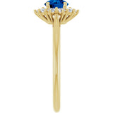 14K Yellow Gold Lab-Grown Blue Sapphire & 1/4 CTW Lab-Grown Diamond Halo-Style Ring