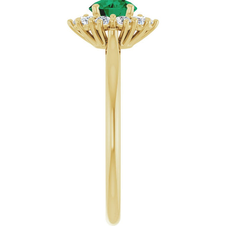 14K Yellow Gold Lab-Grown Emerald & 1/4 CTW Lab-Grown Diamond Halo-Style Ring