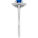 14K White Gold Lab-Grown Blue Sapphire & 1/4 CTW Lab-Grown Diamond Halo-Style Ring