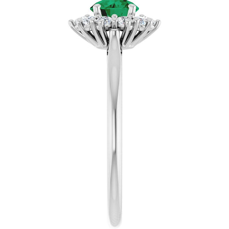 14K White Gold Lab-Grown Emerald & 1/4 CTW Lab-Grown Diamond Halo-Style Ring