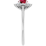 14K White Gold Lab-Grown Ruby & 1/4 CTW Lab-Grown Diamond Halo-Style Ring
