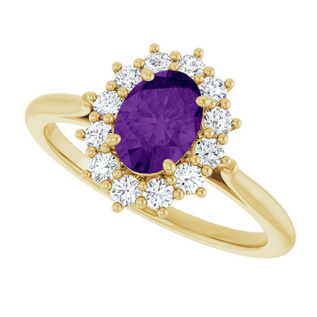 14K Yellow Gold Natural Amethyst & 1/3 CTW Lab-Grown Diamond Ring