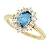 14K Yellow Gold Natural Sky Blue Topaz  & 1/3 CTW Lab-Grown Diamond Ring