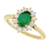 14K Yellow Gold Lab-Grown Emerald and 1/3 CTW Lab-Grown Diamond Ring