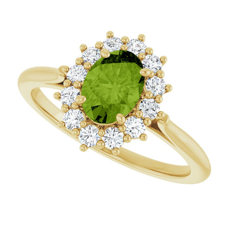 14K Yellow Gold Natural Peridot  & 1/3 CTW Lab-Grown Diamond Ring