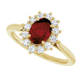 14K Yellow Gold Natural Mozambique Garnet & 1/3 CTW Lab-Grown Diamond Ring