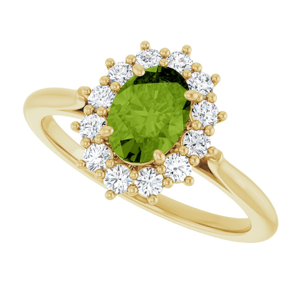 14K Yellow Gold Natural Peridot  & 1/3 CTW Lab-Grown Diamond Ring