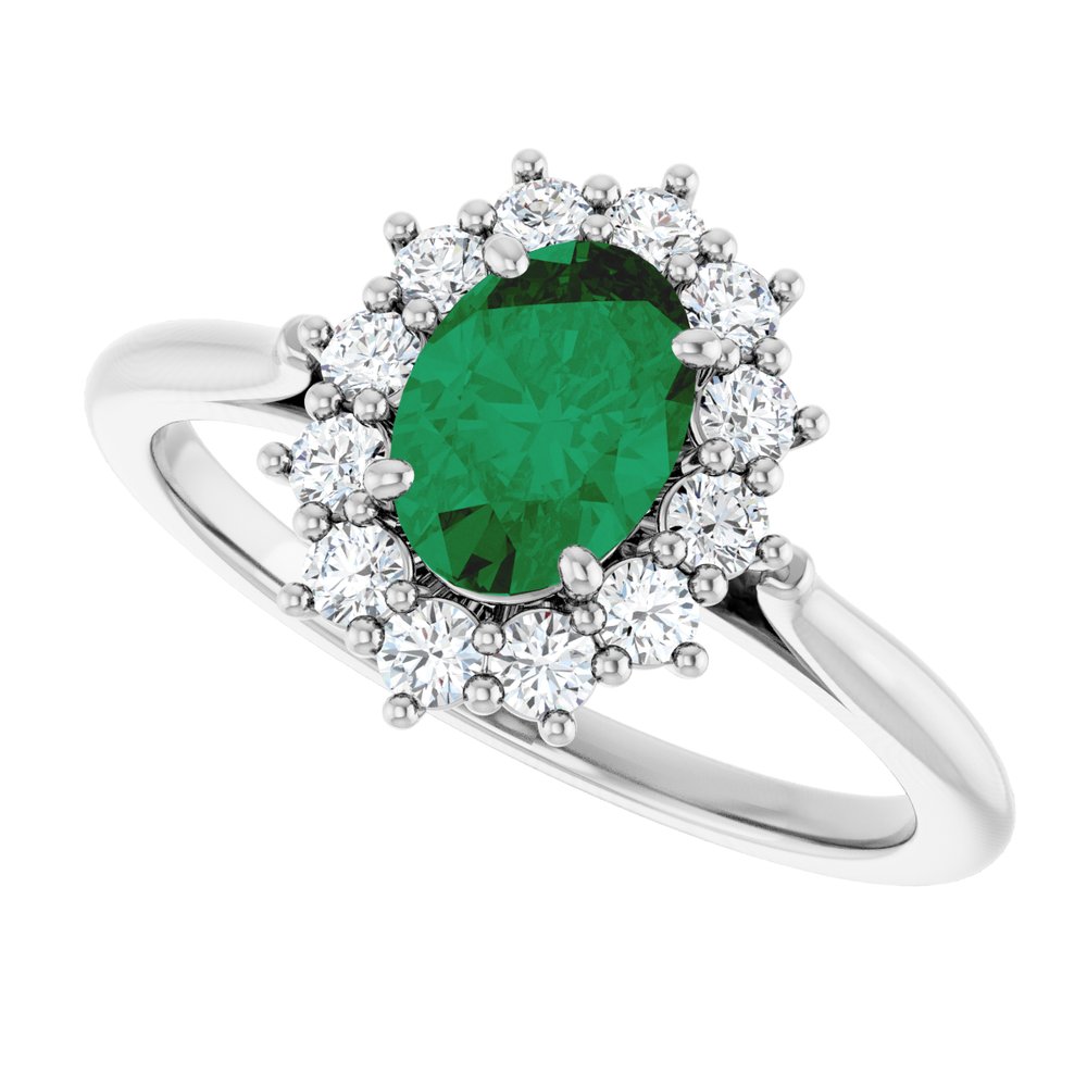 Sterling Silver Lab-Grown Emerald & 1/3 CTW Lab-Grown Diamond Ring