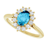 14K Yellow Gold Natural Aquqmarine  & 1/3 CTW Lab-Grown Diamond Ring