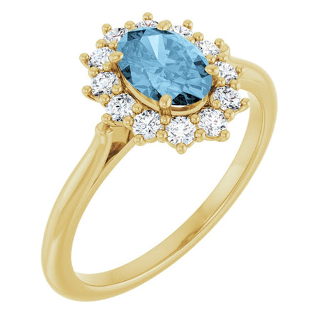 14K Yellow Gold Natural Sky Blue Topaz  & 1/3 CTW Lab-Grown Diamond Ring