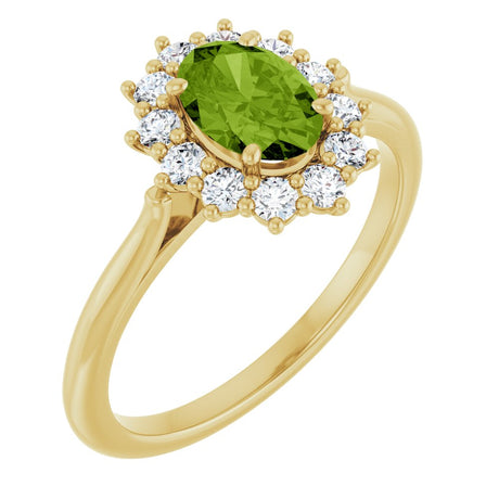 14K Yellow Gold Natural Peridot  & 1/3 CTW Lab-Grown Diamond Ring