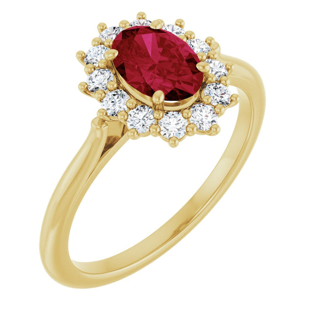 14K Yellow Gold Lab-Grown Ruby  & 1/3 CTW Lab-Grown Diamond Ring