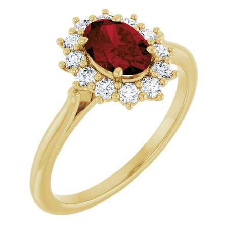 14K Yellow Gold Natural Mozambique Garnet & 1/3 CTW Lab-Grown Diamond Ring