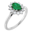 Sterling Silver Lab-Grown Emerald & 1/3 CTW Lab-Grown Diamond Ring