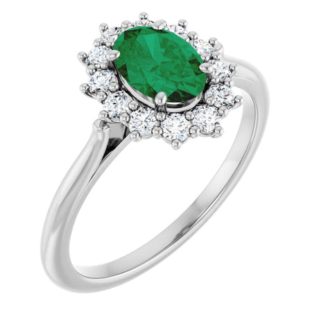 Sterling Silver Lab-Grown Emerald & 1/3 CTW Lab-Grown Diamond Ring