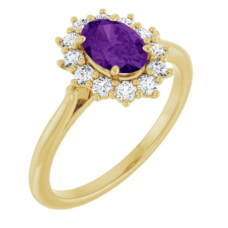 14K Yellow Gold Natural Amethyst & 1/3 CTW Lab-Grown Diamond Ring