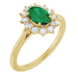 14K Yellow Gold Lab-Grown Emerald and 1/3 CTW Lab-Grown Diamond Ring