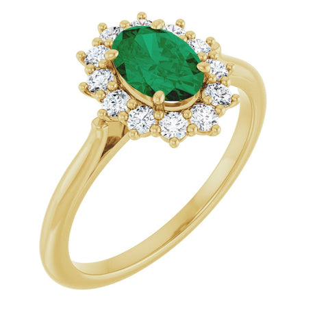 14K Yellow Gold Lab-Grown Emerald and 1/3 CTW Lab-Grown Diamond Ring