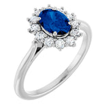 14K White Gold Lab-Grown Blue Sapphire & 1/3 CTW Lab-Grown Diamond Ring