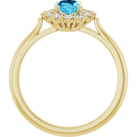 14K Yellow Gold Natural Aquqmarine  & 1/3 CTW Lab-Grown Diamond Ring
