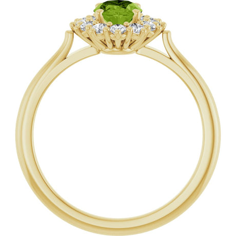 14K Yellow Gold Natural Peridot  & 1/3 CTW Lab-Grown Diamond Ring