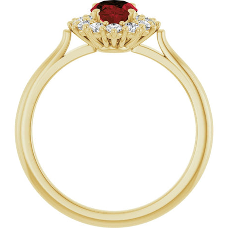 14K Yellow Gold Natural Mozambique Garnet & 1/3 CTW Lab-Grown Diamond Ring