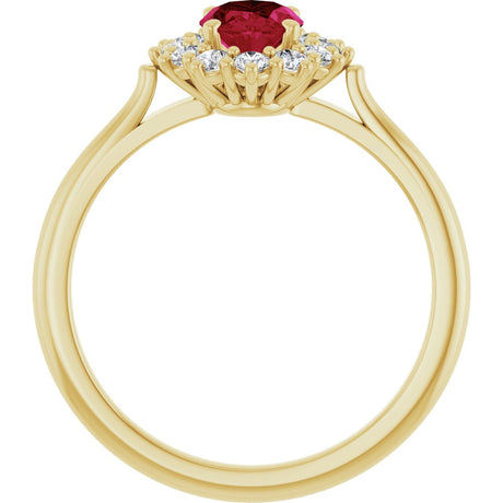14K Yellow Gold Lab-Grown Ruby  & 1/3 CTW Lab-Grown Diamond Ring