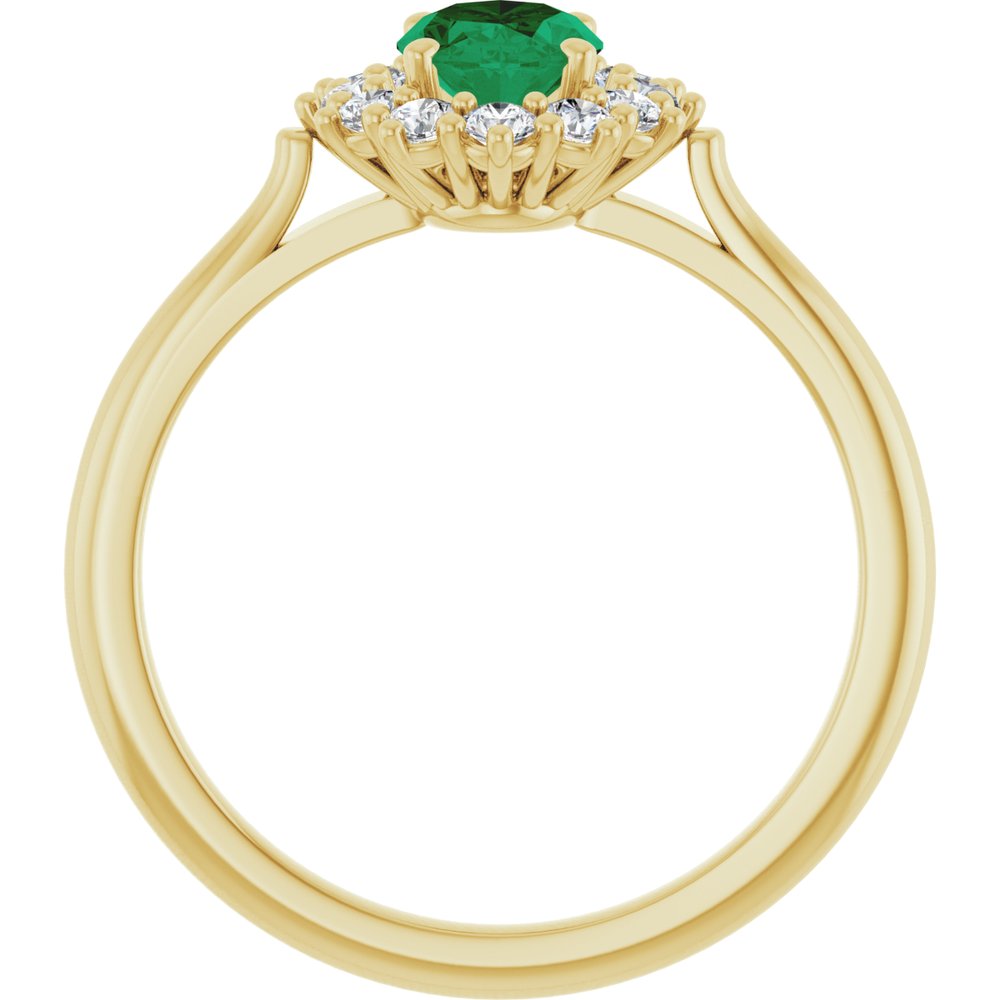 14K Yellow Gold Lab-Grown Emerald and 1/3 CTW Lab-Grown Diamond Ring