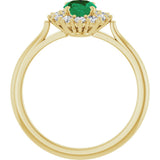 14K Yellow Gold Lab-Grown Emerald and 1/3 CTW Lab-Grown Diamond Ring
