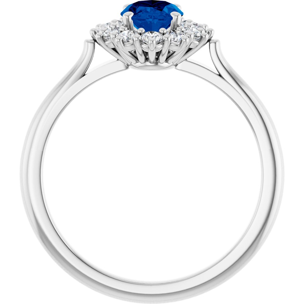 14K White Gold Lab-Grown Blue Sapphire & 1/3 CTW Lab-Grown Diamond Ring