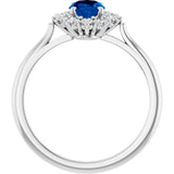 14K White Gold Lab-Grown Blue Sapphire & 1/3 CTW Lab-Grown Diamond Ring