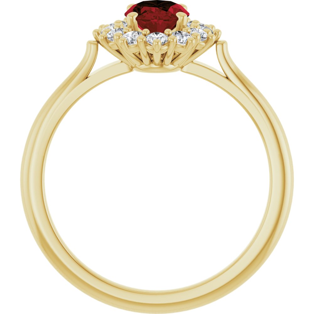 14K Yellow Gold Natural Mozambique Garnet & 1/3 CTW Lab-Grown Diamond Ring
