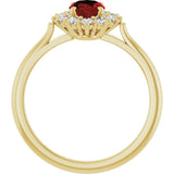 14K Yellow Gold Natural Mozambique Garnet & 1/3 CTW Lab-Grown Diamond Ring