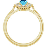 14K Yellow Gold Natural Aquqmarine  & 1/3 CTW Lab-Grown Diamond Ring