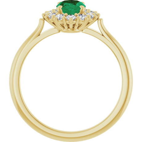 14K Yellow Gold Lab-Grown Emerald & 1/3 CTW Lab-Grown Diamond Ring