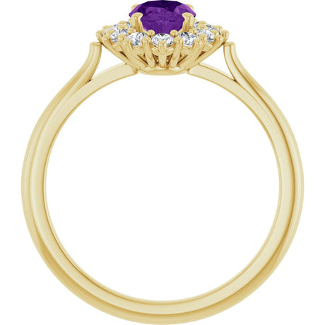 14K Yellow Gold Natural Amethyst & 1/3 CTW Lab-Grown Diamond Ring