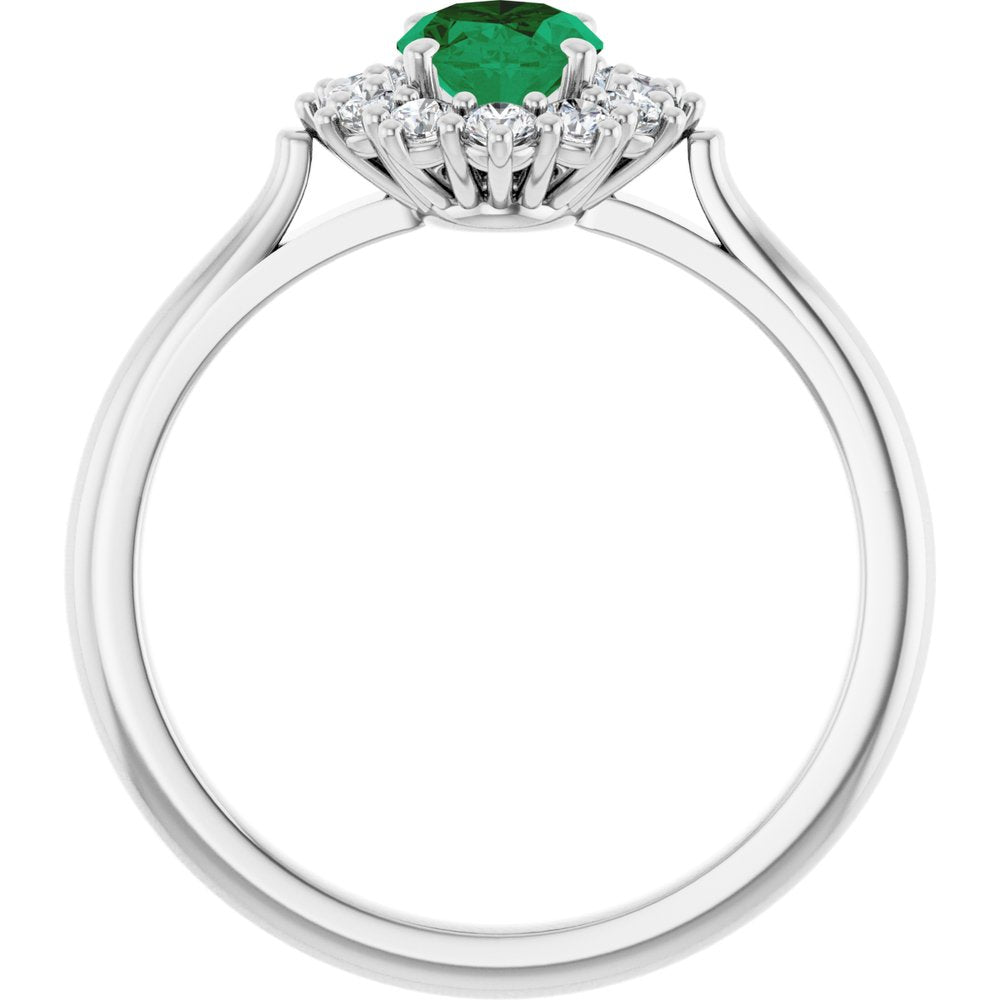Sterling Silver Lab-Grown Emerald & 1/3 CTW Lab-Grown Diamond Ring