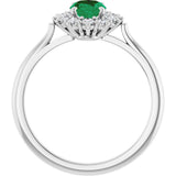 Sterling Silver Lab-Grown Emerald & 1/3 CTW Lab-Grown Diamond Ring