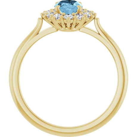 14K Yellow Gold Natural Sky Blue Topaz  & 1/3 CTW Lab-Grown Diamond Ring