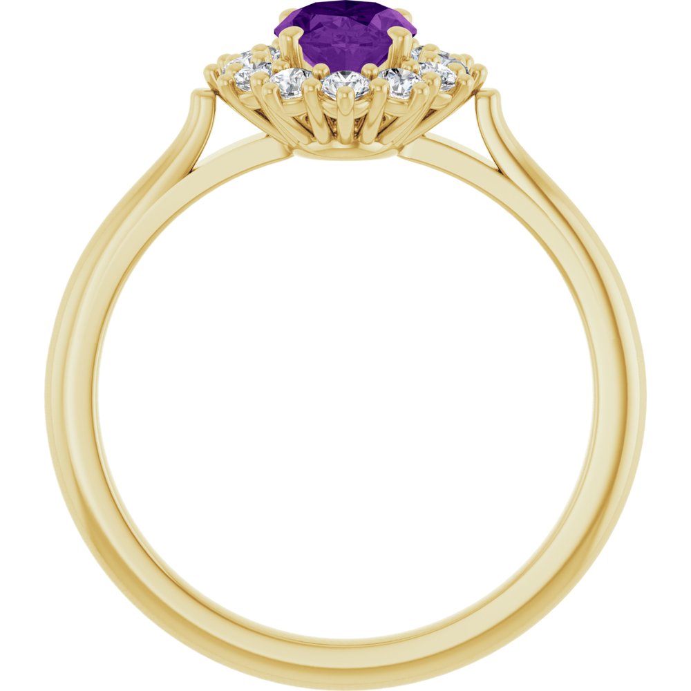 14K Yellow Gold Natural Amethyst & 1/3 CTW Lab-Grown Diamond Ring