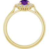 14K Yellow Gold Natural Amethyst & 1/3 CTW Lab-Grown Diamond Ring