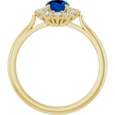 14K Yellow Gold Lab-Grown Blue Sapphire and 1/3 CTW Lab-Grown Diamond Ring