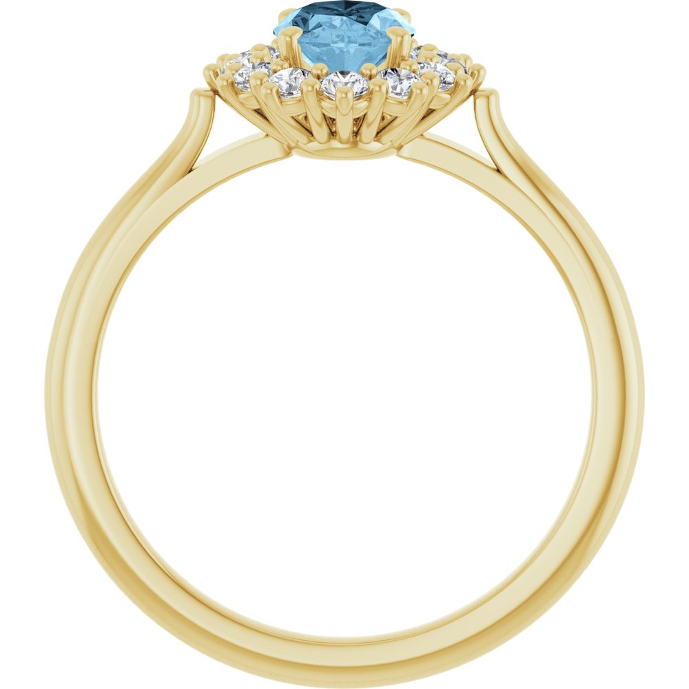 14K Yellow Gold Natural Sky Blue Topaz  & 1/3 CTW Lab-Grown Diamond Ring