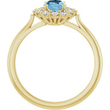 14K Yellow Gold Natural Sky Blue Topaz  & 1/3 CTW Lab-Grown Diamond Ring