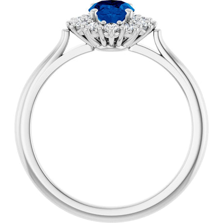 14K White Gold Lab-Grown Blue Sapphire & 1/3 CTW Lab-Grown Diamond Ring
